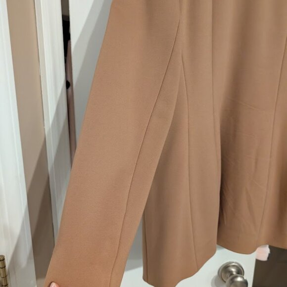 Express Columnist Open Front Peak Lapel Boyfriend Blazer Jacket Camel Tan M EUC - Picture 10 of 11